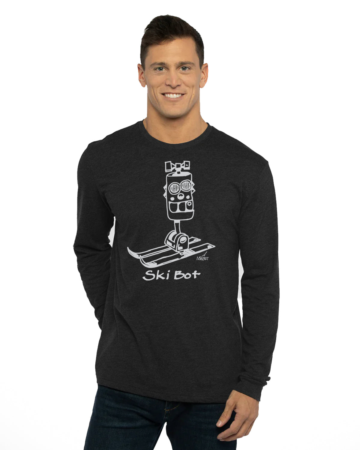 Ski Bot Men's Black Long Sleeve Sueded Tee