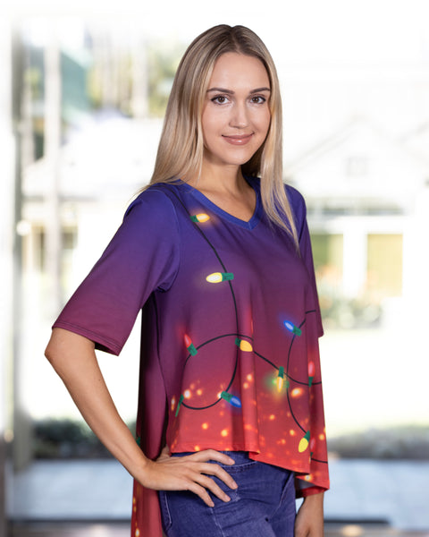 Holiday Lights Asymmetrical Women's Top