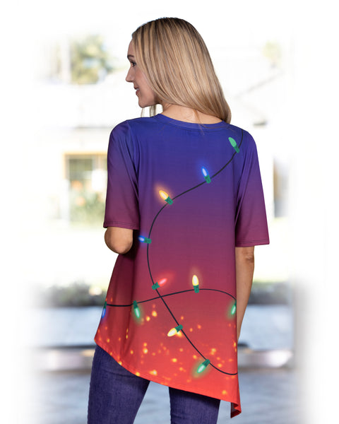 Holiday Lights Asymmetrical Women's Top