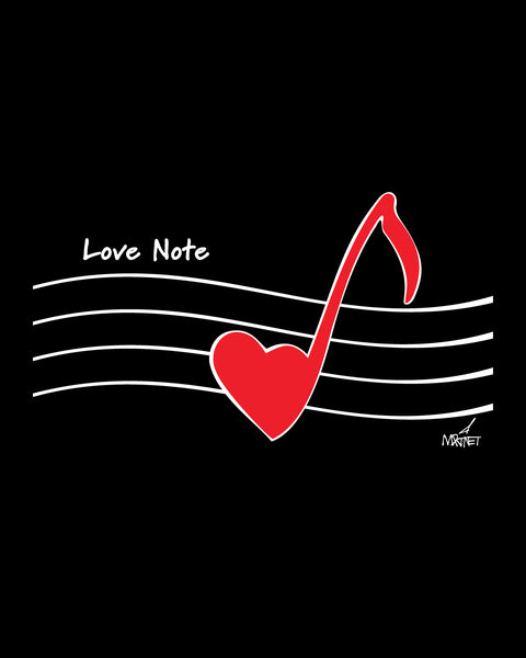 Love Note Women's Long Sleeve Tee in White or Black