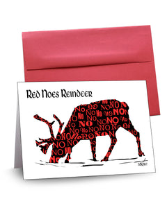 Set of 6 "Red Noes Reindeer" Holiday Cards. Ready to ship!