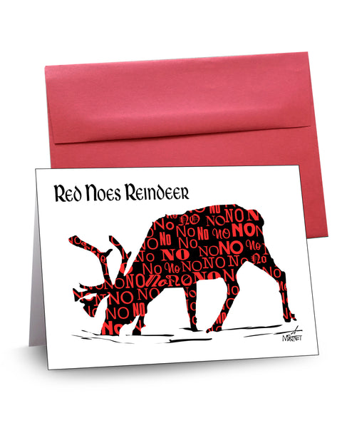 Set of 6 "Red Noes Reindeer" Holiday Cards. Ready to ship!