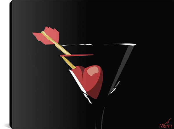 Original vector pop-art print of a heart in a martini glass