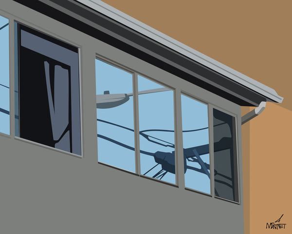 Original vector art print of reflections in an apartment window.