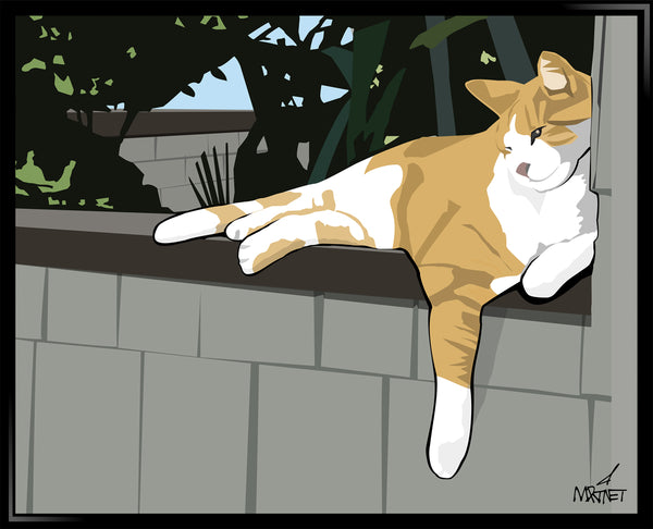 Original framed vector art portrait of an orange tabby cat